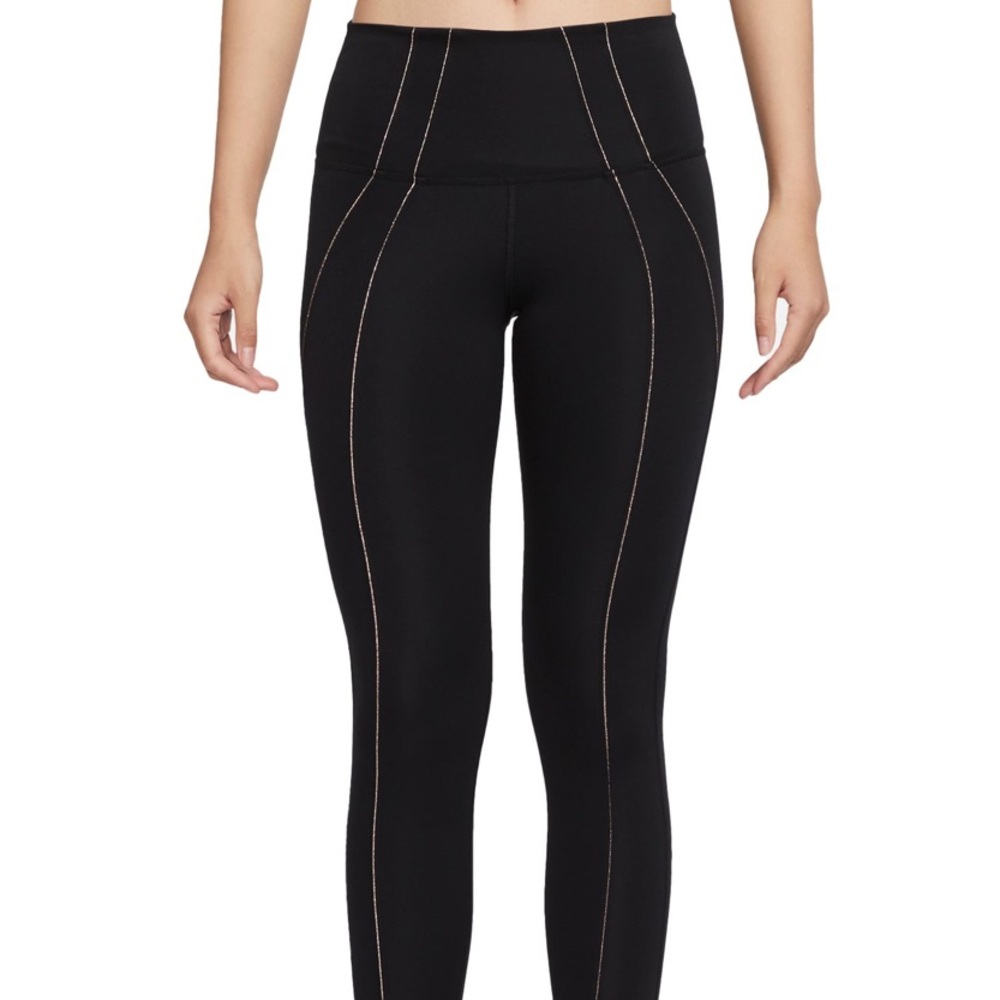 Nike Women's Yoga 7/8 Lurex Black athletic Tights leggings Size XL NWT